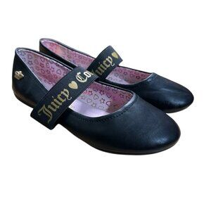 Juicy Couture Black with Gold Ballet Style Flat Shoes Size 5 Big Girl